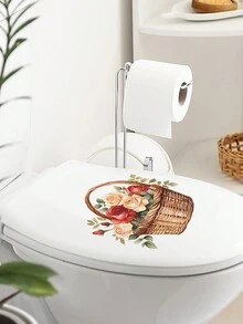 1 件浪漫玫瑰籃情人節廁所貼紙浴室衛浴裝飾牆貼花 - 浪漫玫瑰花籃情人節裝飾牆貼紙 - 查看 4