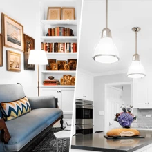 2入組a70 17瓦led燈泡明亮的6000k冷白光,b22插座,不可調光,高亮度1600流明,耐用塑膠包裹鋁,適用於多種家居照明 - 白色 - 查看 5