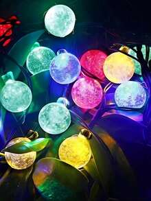 1 件新水晶球太陽能 Led 燈串,30led/60led 防水戶外花園露營懸掛 Led 燈,用於日常、節日裝飾您的後院草坪花園公園庭院門廊、朋友晚宴、生日聚會求婚派對和其他節日裝飾氛圍燈（暖白光/彩光/白光） - 彩色 - 查看 3