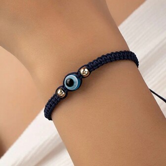 1pc Personalized Fashion Evil Eye Design Handmade Braided Bracelet For Women
