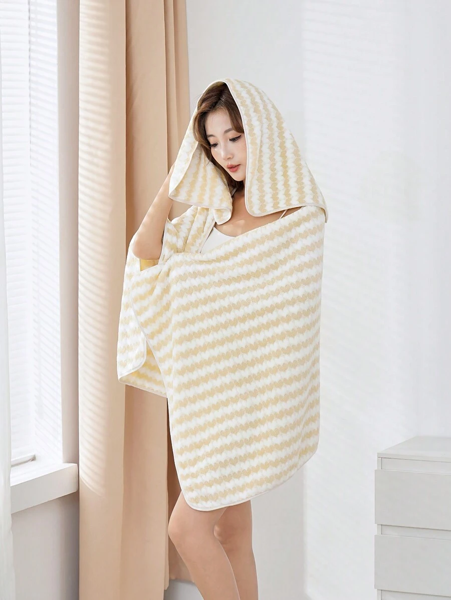 1条黄色长方形图案涤纶纤维浴巾70*140cm或小毛巾34*75cm，适合男女家用成人游泳沐浴，速干吸水柔软不褪色，适用于浴室、酒店、健身房等 - 黃色 - 查看 1