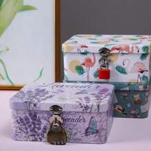 1pc Mini Portable Iron Storage Box With Password Lock For Make Up, Coins, Keys And Jewelry Storage - Multicolor - View 3