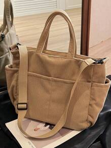 女士簡約萬能實色肩袋，灰色絨面懶人包手提袋，休閒多口袋大容量手提桶包，復古公事包適用於戶外旅行通勤工作，購物手提袋可放置平板電腦