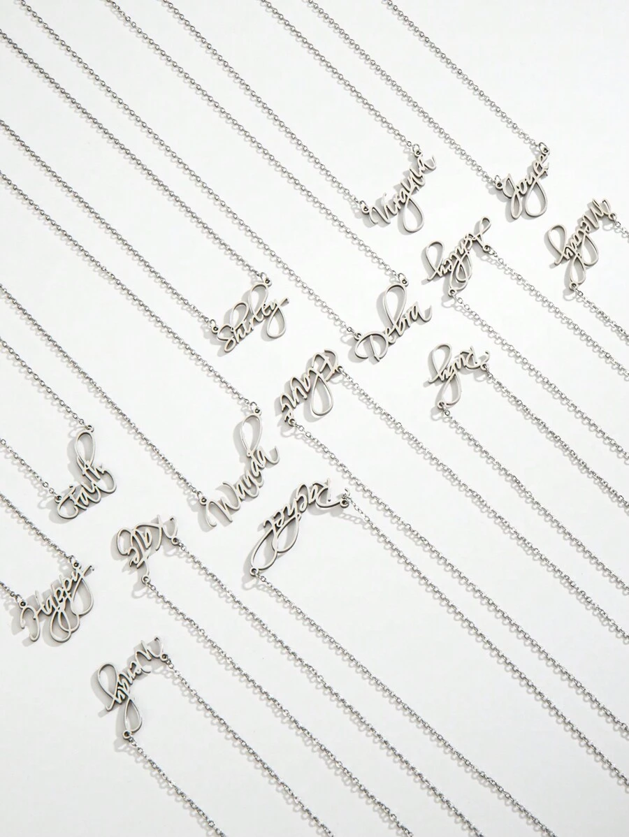 1入個性化女孩名字尼切林公司吊墜女士禮物 - 銀色 - 查看 1