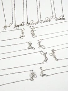 1入個性化女孩名字尼切林公司吊墜女士禮物 - 銀色 - 查看 5