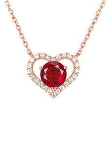 LI JIN 2 Carat Birthstone Heart Shaped Pendant Necklace Decorated With 925 Sterling Silver Plated With White Gold And Rose Gold, Suitable For Ladies Daily Wear, Valentine's Day Gift - rose gold - View 19