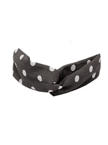 1pc Polka Dot Twisted Elastic Headband For Girls, Vintage Headband With Christmas Printed (Black, White), Suitable For Festival, Holiday And Daily Use - Grey - View 5