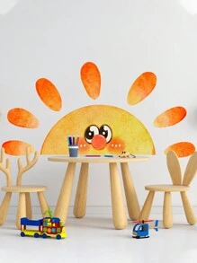 2入組太陽貼紙,適用於兒童房、臥室、幼兒園、客廳 - 半可愛的太陽 - 查看 2