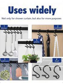 12入/盒時尚牢固的鐵合金滑動浴簾掛勾 - 黑色 - 查看 4