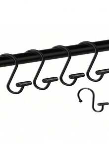 12入/盒時尚牢固的鐵合金滑動浴簾掛勾 - 黑色 - 查看 3