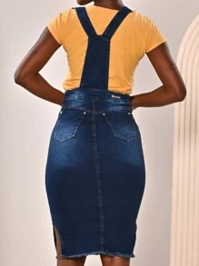 Women Denim Overalls & Jumpsuits - 中等水洗藍 - 查看 8