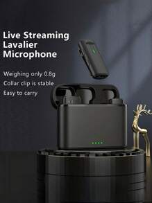 一拖二無線麥克風和充電盒,可插即用,無需連接,體積小,便攜方便,支持視頻會議,直播,訪談等多種用途 - 黑色1托1 - 查看 6