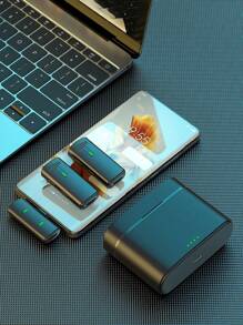 一拖二無線麥克風和充電盒,可插即用,無需連接,體積小,便攜方便,支持視頻會議,直播,訪談等多種用途 - 黑色1托1 - 查看 1