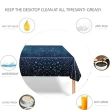 1pc Birthday Party Tablecloth Starry Sky Printed Peva Waterproof & Oil-Proof Table Cover - one-size - View 6