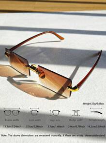 5pcs Rectangular Frameless Gradient Color Fashion Glasses, Simple & Fashionable For Outdoor, Party & Gathering Beach Accessories For Women Glasses Shades Spring Summer Bright Colors