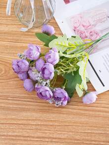 1pc Wedding Bouquet Purple Artificial Flowers Romantic Korean-Style Small Tea Bud Bride Hand Hold Flowers, Perfect For Wedding And Engagement Decor, Wedding Photography Props - Purple - View 5