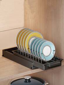 1PC Drawer Bowl Dish Storage Rack Pull Out Dish Tray Rack Sink Storage Rack Pull Basket Cabinet Built-In Kitchen Organizer Shelf