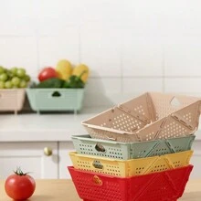 1pc Foldable Fruit Basket, Kitchen Storage Basket, Multi-Purpose Outdoor Portable Fruit Box, Car-Mounted Fruit Box - Red - View 10