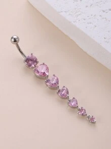 1pc Vibrant Rhinestone Heart Shaped Navel Ring In Various Sizes Valentines