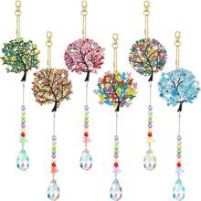 6pcs Life Tree Diamond Art Dream Catcher Double-Sided Diamond Painting Diy Dream Catcher Tool Kit For Wall Decoration, Suitable For Adults And Children, 6 Styles Available