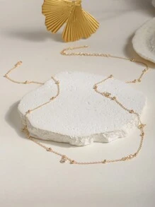 1個女性簡約風格金色鏈條珠子腰帶鍊 - 金色 - 查看 4