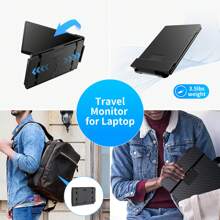 Laptop Screen Extender Portable Monitor - 14 Inch Triple IPS FHD 1080P Screen HDMI-Compatible/USB-A/Type-C Plug & Play Laptop Extended Monitor Compatible With 13"-17" Laptops (Triple 14") - 無電源轉接器 - 查看 3