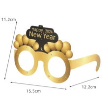 6 件裝除夕夜和聖誕節黑色和金色紙質眼鏡派對禮物,適合生日或其他場合 - 彩色 - 查看 3