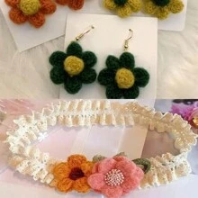 30pcs Colorful Flower Crochet Appliques - A Perfect Embellishment For Bags, Clothing, Headbands, Hats & Pillows,Hair Ties,Hair Clips - Multicolor - View 4