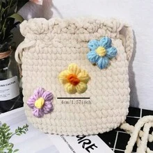 30pcs Colorful Flower Crochet Appliques - A Perfect Embellishment For Bags, Clothing, Headbands, Hats & Pillows,Hair Ties,Hair Clips - Multicolor - View 2