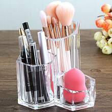 1入組透明亞克力化妝刷和化妝品收納容器,適用於梳妝臺和桌面整理 - 無色 - 查看 3