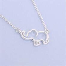 大象項鍊,新款嘻哈大象鎖骨鍊,極簡毛衣鍊 - 銀色 - 查看 1