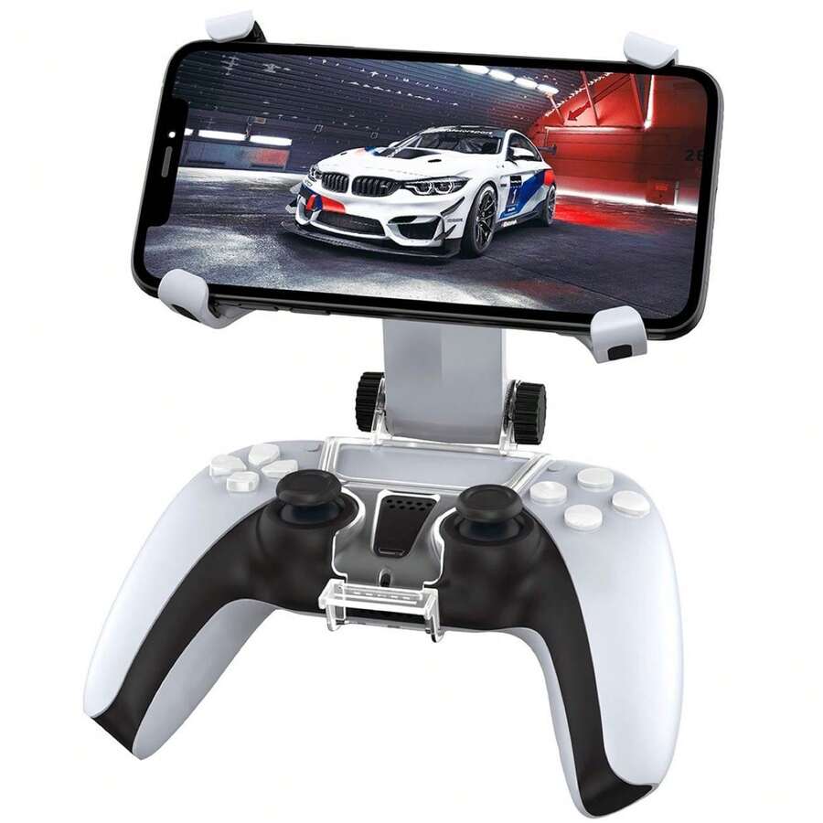 Soporte de Teléfono Control Gamer PS5 Inteligente Ajustable para Teléfono Móvil para Videojuegos, Juegos de Celular | Smart Clip de Soporte Móvil Control PS5 | PS5 Controller Base clip para celular y mando de PS5. - Blanco - Ver 1
