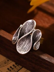 1pc Vintage, Unique, Creative Zinc Alloy & Rhinestone Geometric Decorated Open Ring For Women, Girls, Party Gift - Antique Silver - View 9