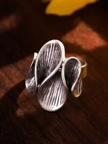 1pc Vintage, Unique, Creative Zinc Alloy & Rhinestone Geometric Decorated Open Ring For Women, Girls, Party Gift - Antique Silver - View 10