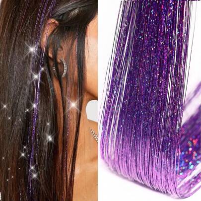 1 Pc Sparkle Shiny Hair Tinsel Hair Extensions Dazzles Women Hippie For Braiding Headdress Hair Braiding Tools Long 90cm/120cm