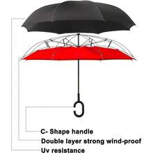 Inverted Hands-Free Parasol Umbrella With Double Lining - 彩色 - 查看 2