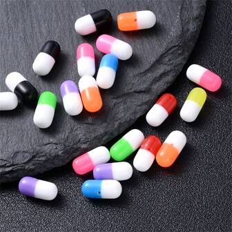 100 颗彩色半孔假药丸珠，适合 DIY 耳环制作