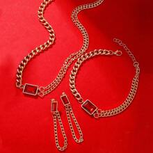 4 Teile/satz Damen Licht Luxus Doppelschicht Halskette Armband Ohrringe Set