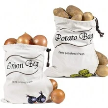 1 件,可重複使用的馬鈴薯和洋蔥收納袋 - 讓廚房裡的蔬菜保持新鮮和無芽,抽繩蔬菜袋,旨在讓洋蔥更長時間保持新鮮 - 馬鈴薯 - 查看 5