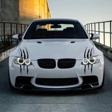 1只汽車頭燈裝飾引擎罩眉毛刮痕貼紙,創意防水貼花,車輛改裝 - 黑色 - 查看 4