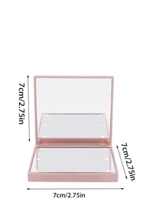 1Pc Portable Lighted Pocket Mirror With Double Sided Foldable Makeup Mirror, Battery Not Included (Need To Be Purchased Separately) For Home Tabletop Decoration, Bathroom, Dresser Vanity & Countertop Bedroom Travel Dormitory Mirror Women Gift