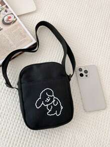 1 Pieza Bolso Bandolera De Moda Para Niños Diseño Simple Poliéster Con Estampado - Negro - Ver 7