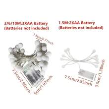 1 Pieza De 10/20/40/80 Led Luz De Hadas Con Luces De Bola En Cadena, Luces Operadas Por Batería Para Bodas Diy, Fiestas, Dormitorio, Patio, Navidad, Camping, Decoración De Puestos Y Arreglos De Cumpleaños, Carpas Y Guirnaldas De Luces, Batería No Incluida