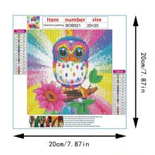 1入組5d Diy鑽石畫套裝,卡通貓頭鷹設計,20*20cm尺寸,樹脂鑲嵌畫布 - 彩色 - 查看 3