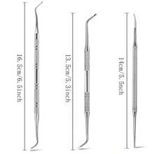 Bộ 3 dụng cụ làm móng chân mọc ngược bằng thép không gỉ, giũa móng chân và dụng cụ nâng móng chân, bộ dụng cụ làm móng phẫu thuật chuyên nghiệp, dụng cụ làm sạch móng, dụng cụ giảm đau - Bạc - Xem 2