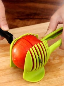 1個綠色abs手持式檸檬番茄切片機,適用於戶外野營和野餐 - 綠色 - 查看 1