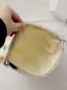 1入大容量卡通花卉印花收納袋，可愛且便攜，女士儲存護膚，化妝品和化妝工具的方便收納美妝包組織盒 - 彩色 - 查看 5