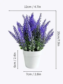 1pc Mini Faux Plant, Purple Artificial Wheat Grass In Pot, Suitable For Home Office Bedroom Bathroom Shelf Greening Decoration, House Ornament - White - View 2