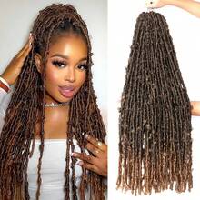 8pack/18Inch Butterfly Locs Crochet Hair Long Distressed Locs Crochet Hair Soft Faux Locs Pre Looped Multiple Colors - Khaki - View 1