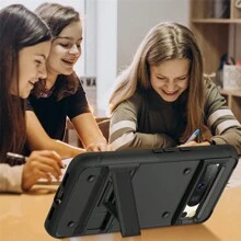 1pc Black Sliding Stand Phone Case For Goodle Pixel 7a 8 Pro, Full Body Shockproof Protective Cover - Black - View 6